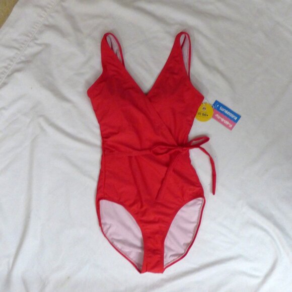 RuffleButts Women's Wrap One Piece Swimsuit, Vintage Red, size XS - Picture 6 of 7
